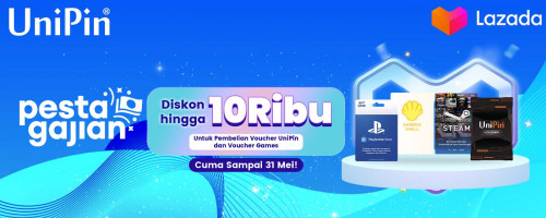 Pesta Gajian Mei di Lazada Diskon Voucher UniPin & Voucher Games 10Ribu